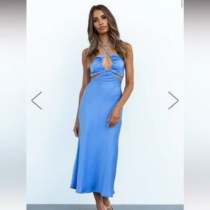 Elegant Blue Halter Dress